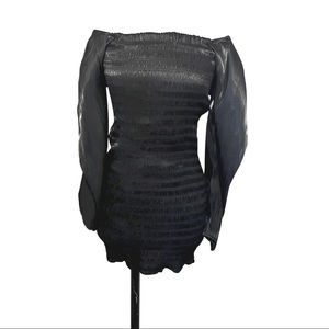 Sheer Sleeved Mini Dress